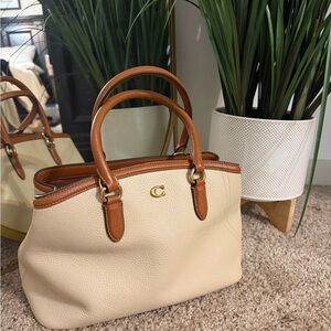 Coach Cream and Tan Crossbody Bag